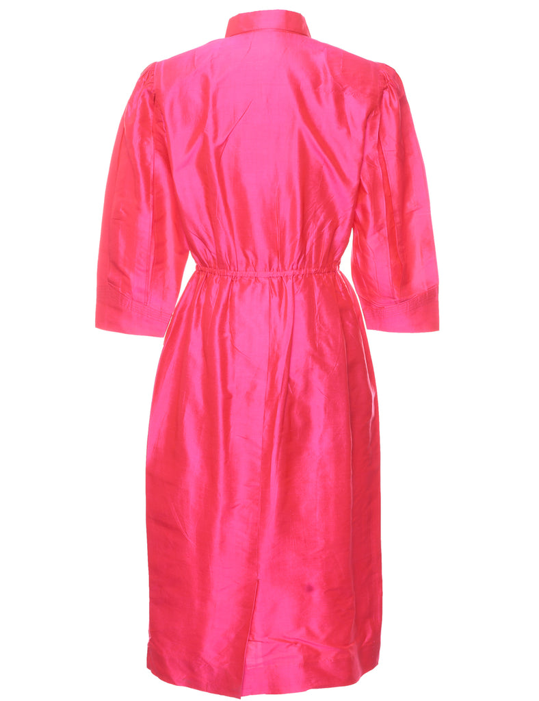 1980s Silk Hot Pink Evening Dress - L