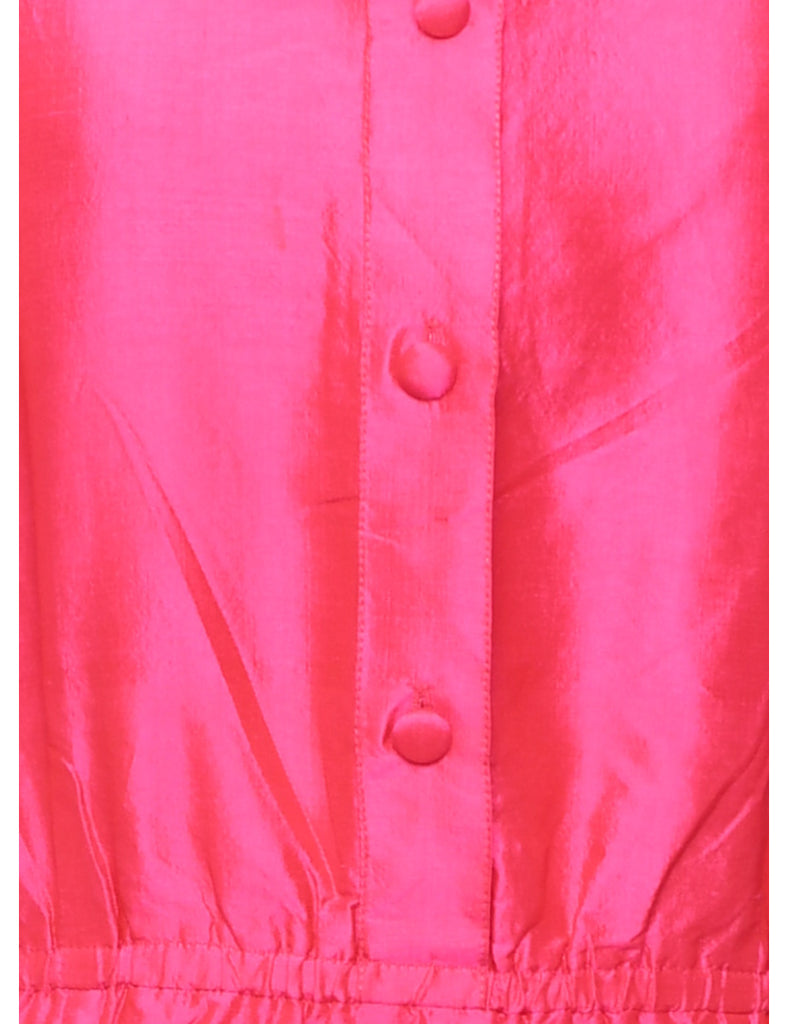 1980s Silk Hot Pink Evening Dress - L