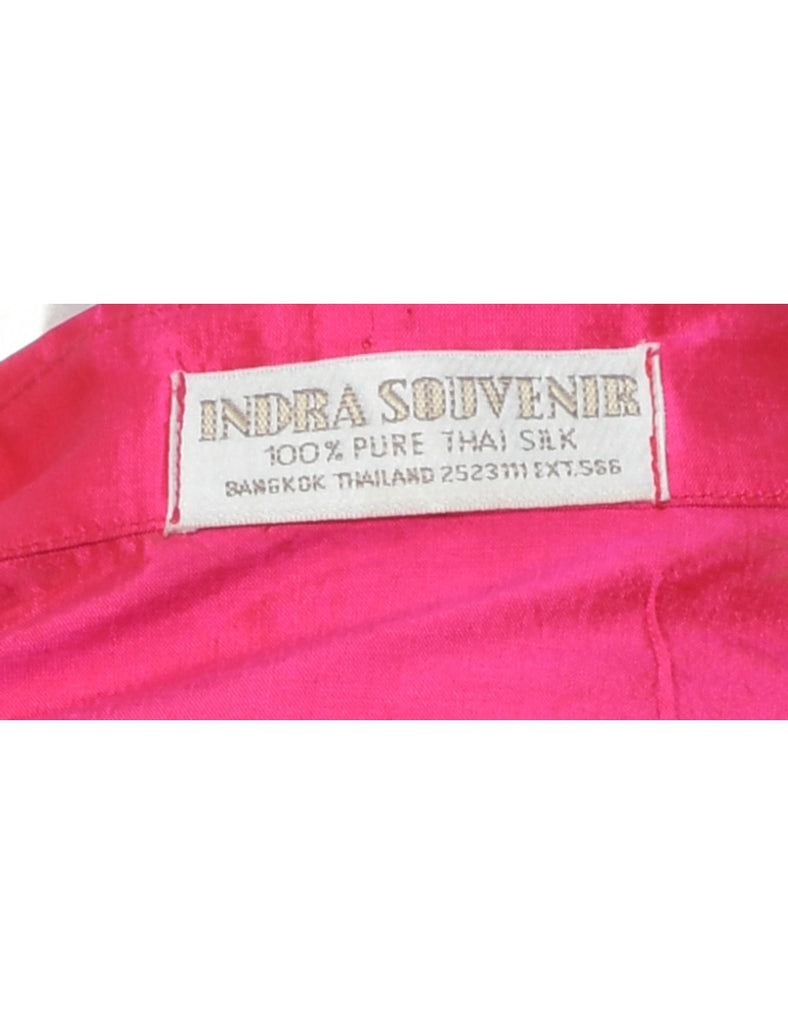 1980s Silk Hot Pink Evening Dress - L