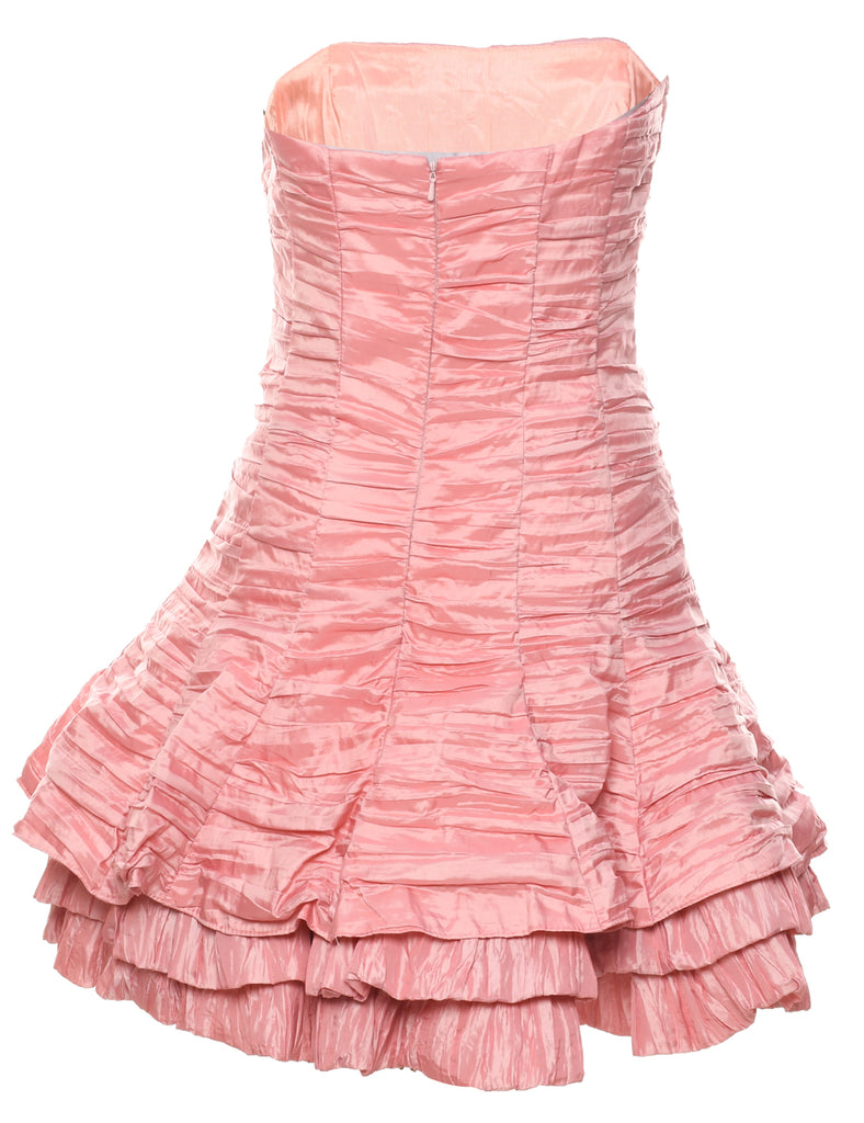 1980s Strapless Pale Pink Evening Dress - S
