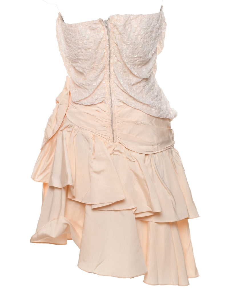 1980s Strapless Peach Evening Dress - M