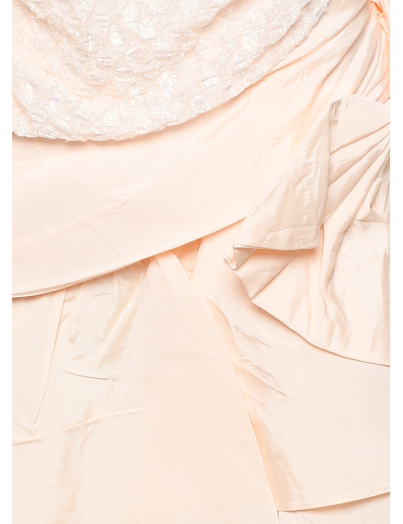 1980s Strapless Peach Evening Dress - M