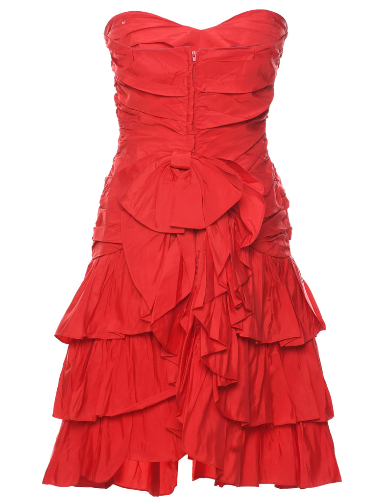 1980s Strapless Red Evening Dress - S