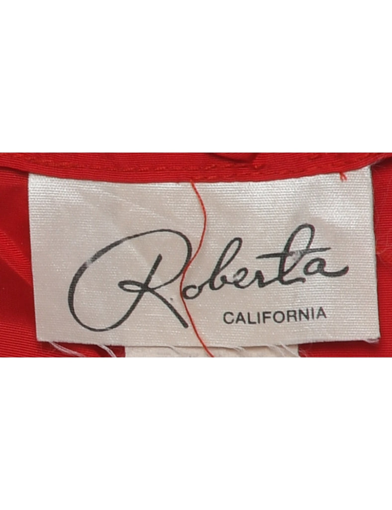 1980s Strapless Red Evening Dress - S