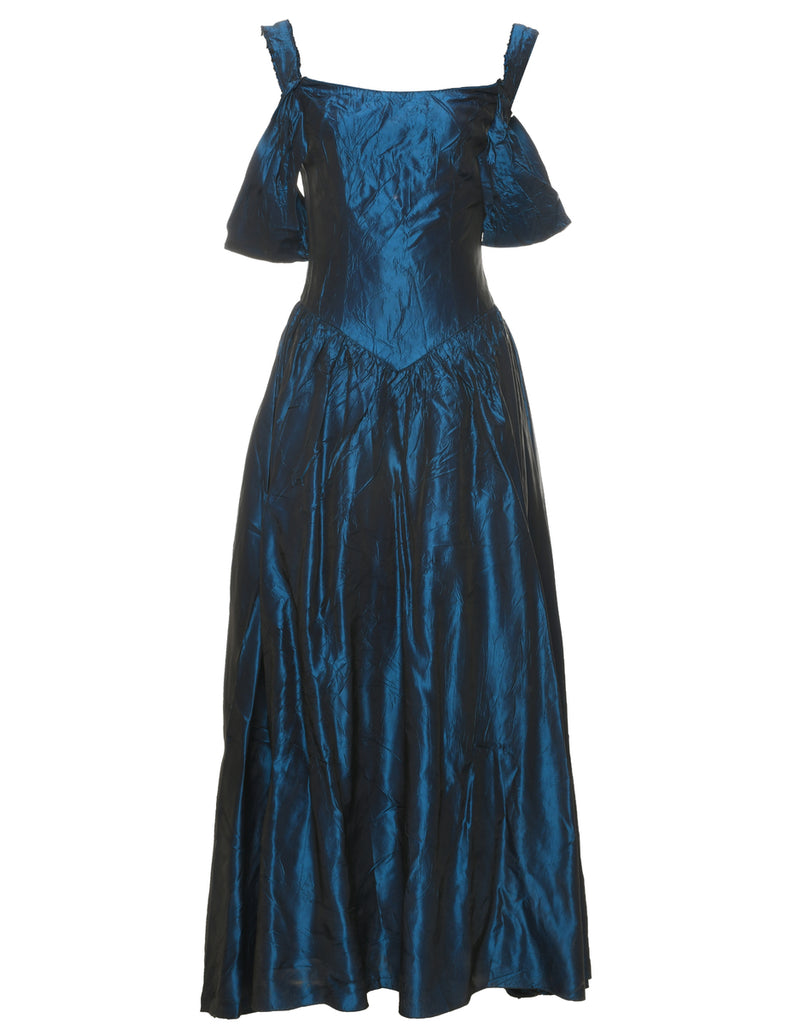 1980s Teal Evening Dress - XS