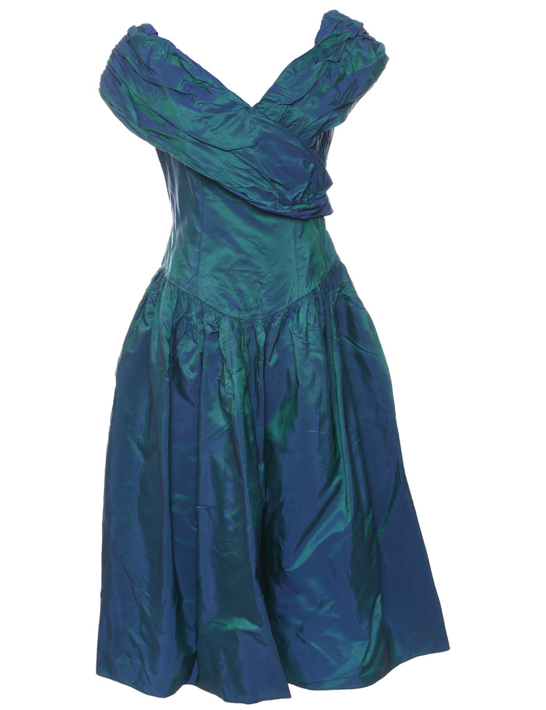 1980s Teal Evening Dress - S