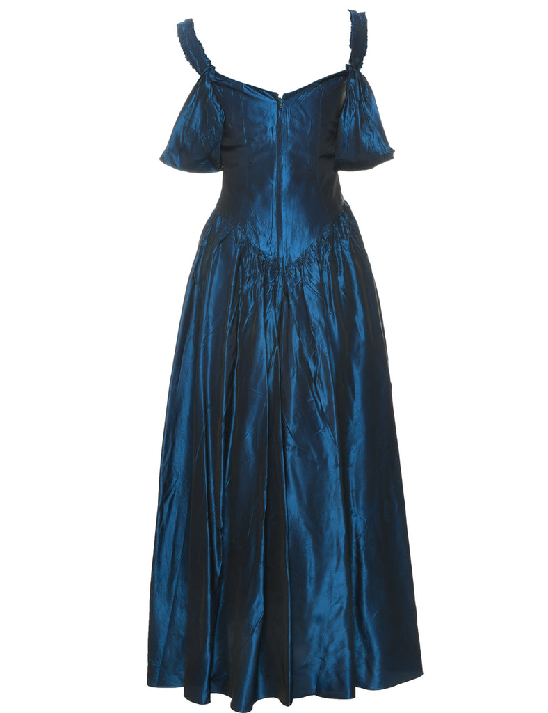 1980s Teal Evening Dress - XS