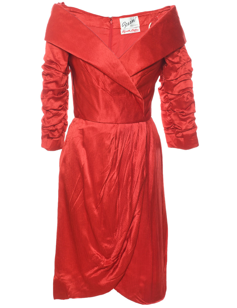 1980s Tulip Skirt Red Evening Dress - S