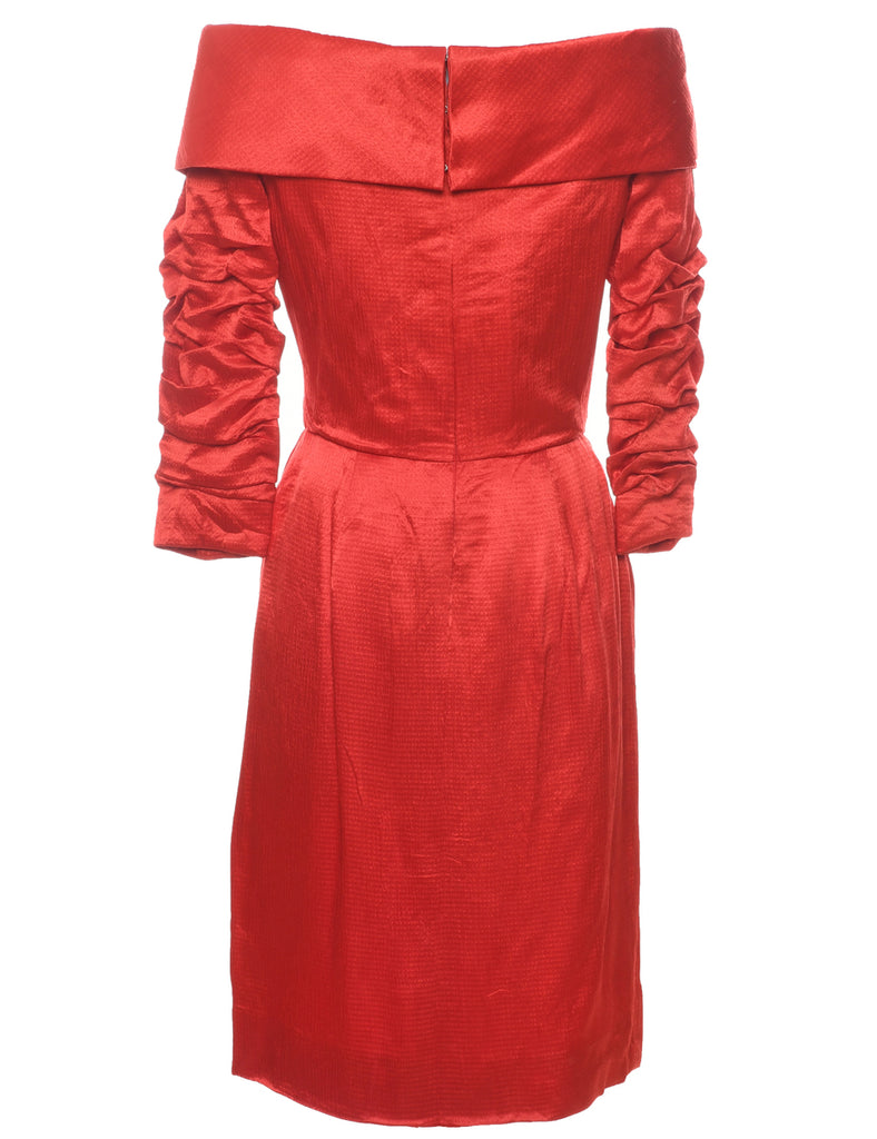 1980s Tulip Skirt Red Evening Dress - S