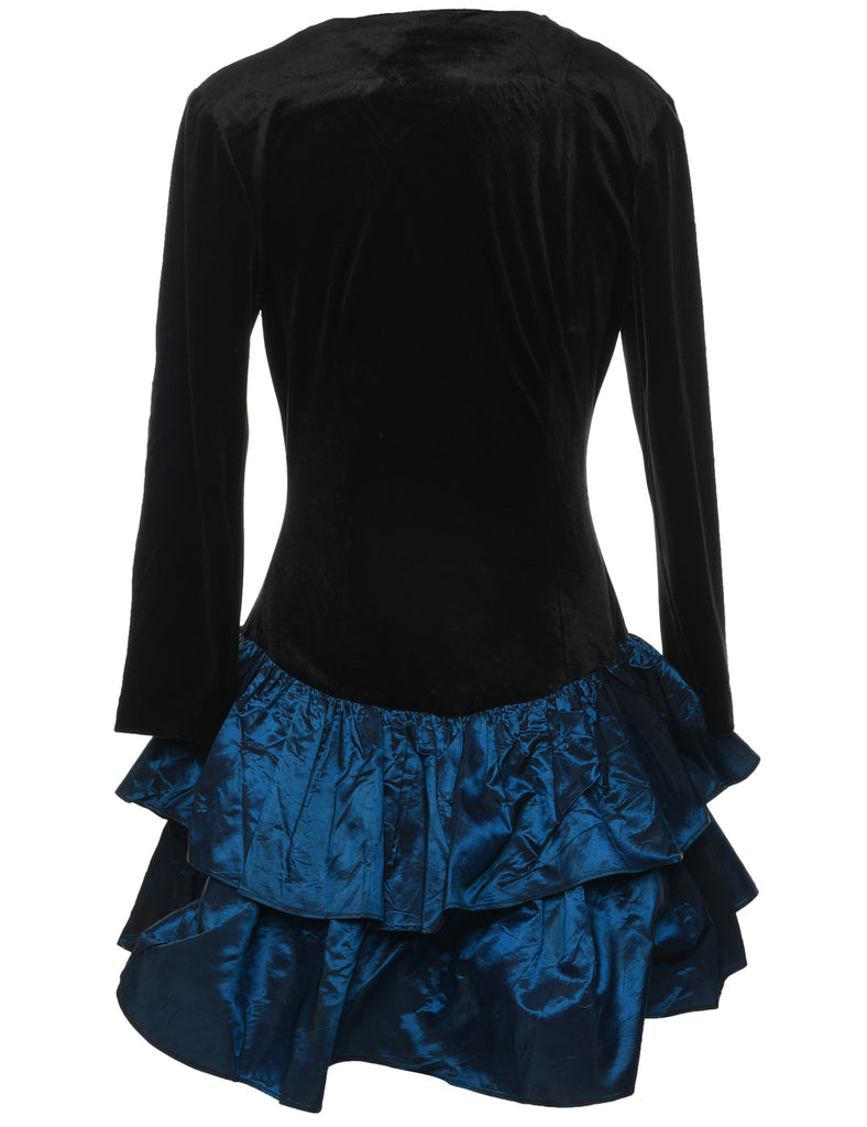 1980s Velvet Evening Dress - M