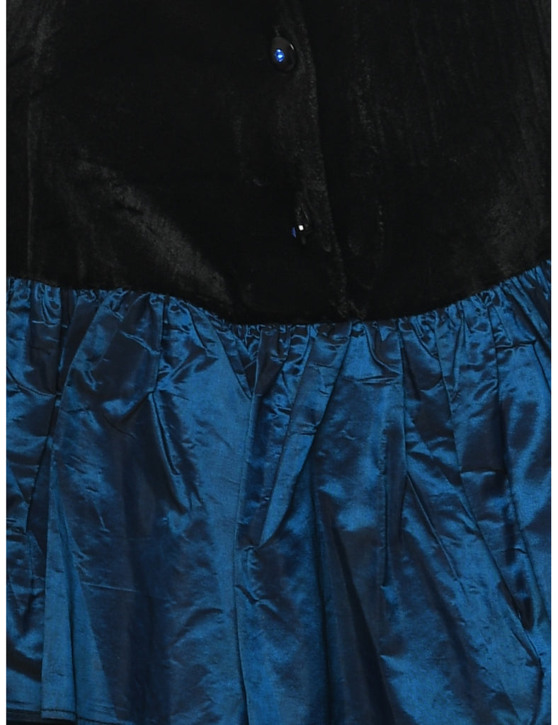 1980s Velvet Evening Dress - M