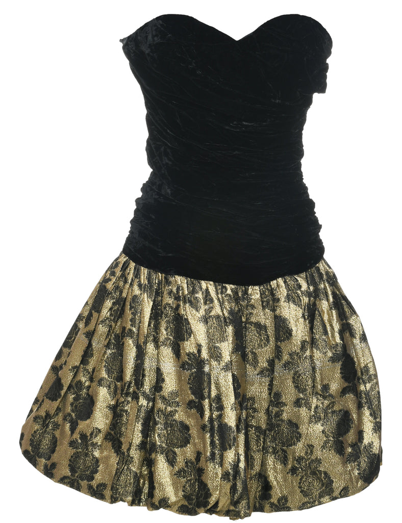 1980s Velvet Fabric Evening Dress - XS