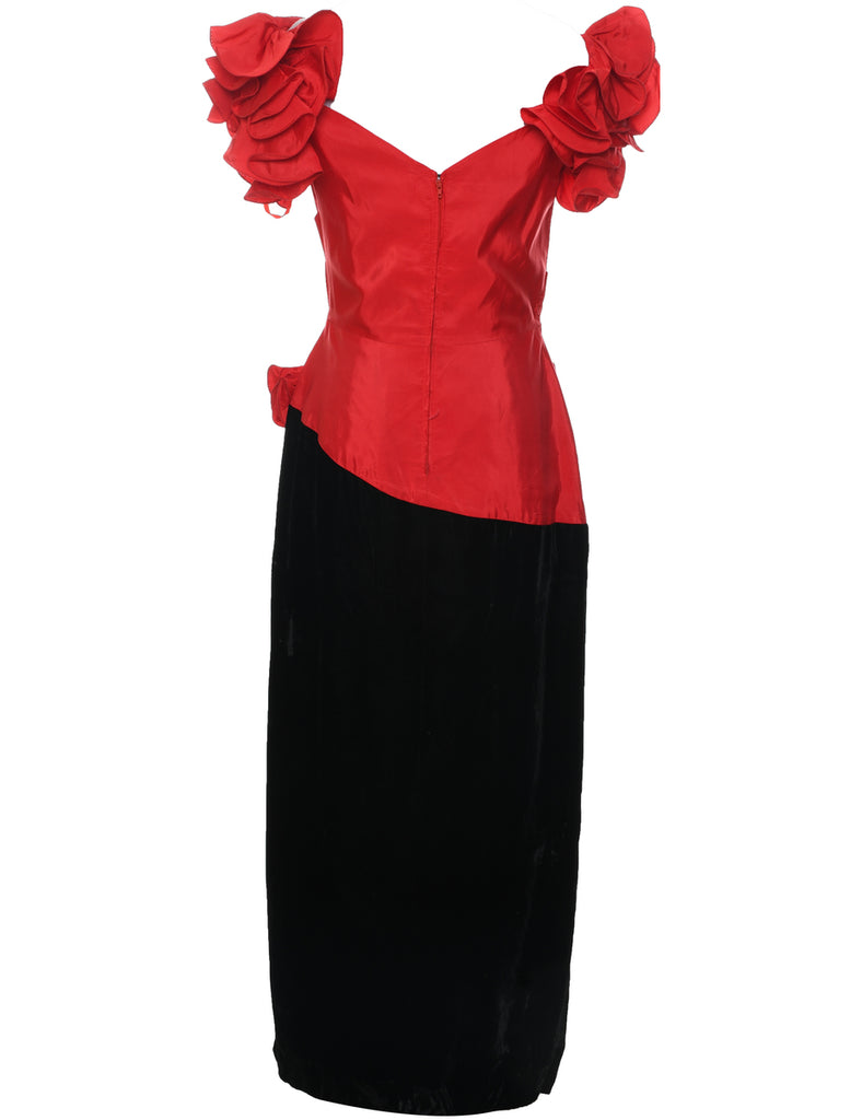 1980s Velvet Fabric Evening Dress - M