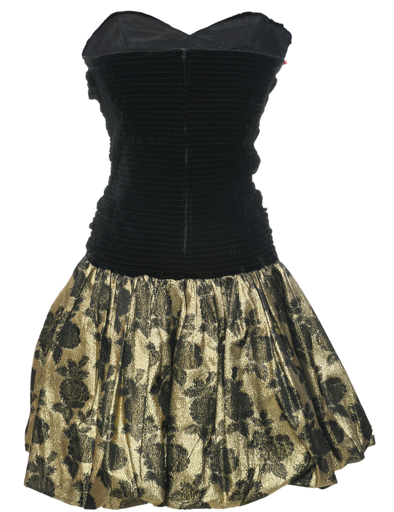 1980s Velvet Fabric Evening Dress - XS