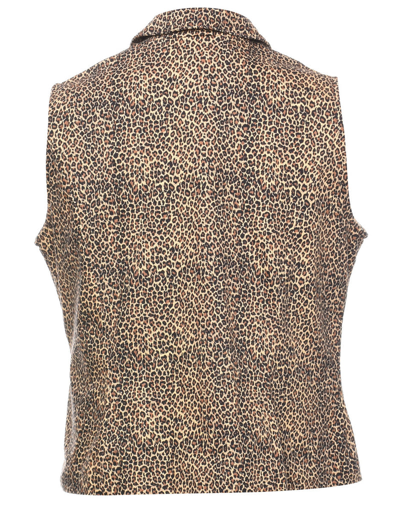 1990s Leopard Print Button-Front Waistcoat  - M