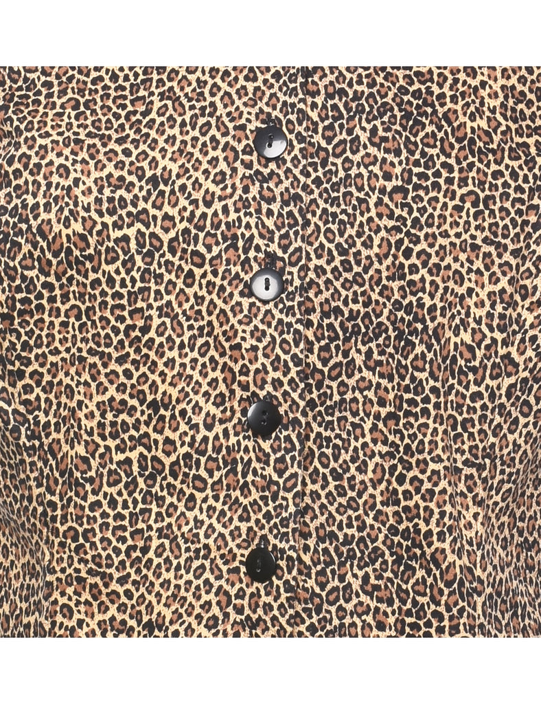 1990s Leopard Print Button-Front Waistcoat  - M