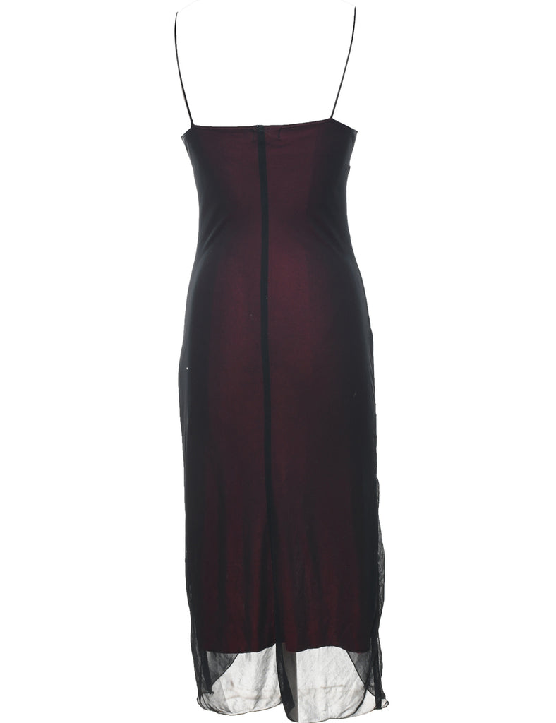 1990s Maroon & Black Evening Dress - XS