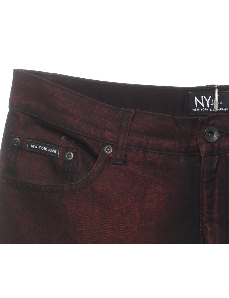 1990s Maroon & Black Tapered Jeans - W32 L33