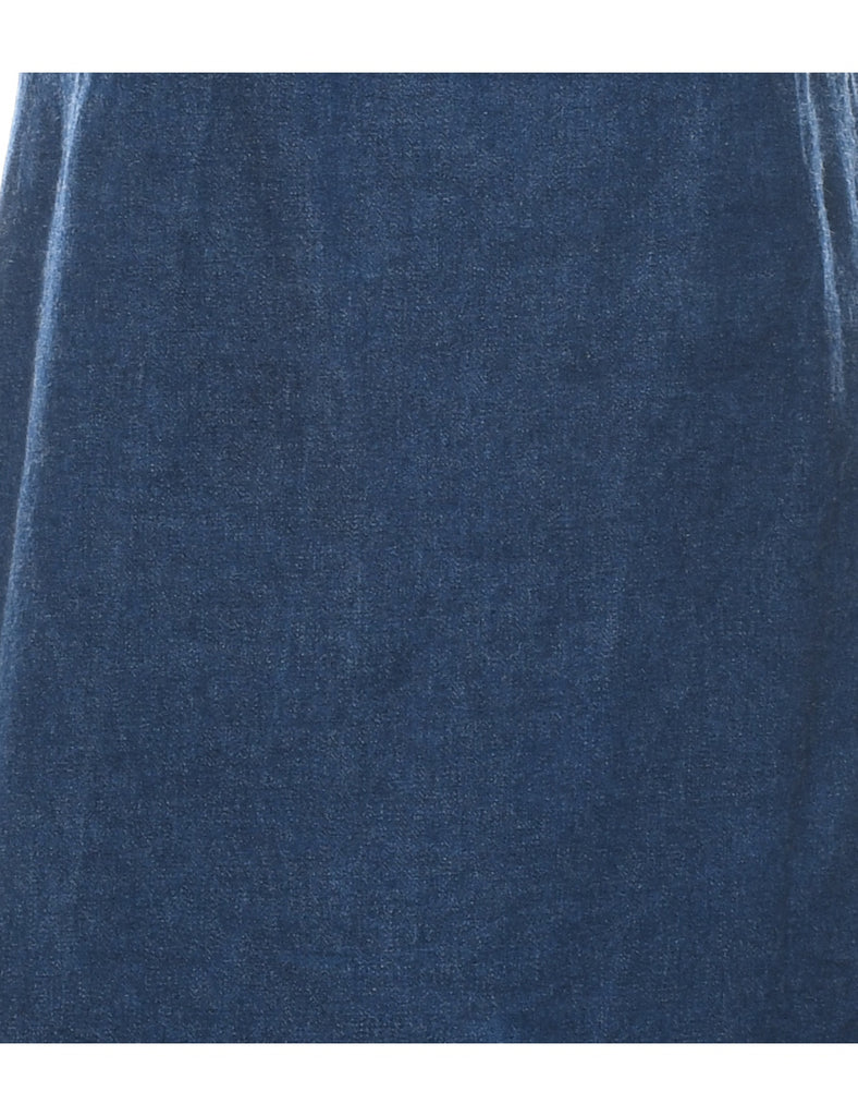 1990s Medium Wash Denim Halterneck Dress - S