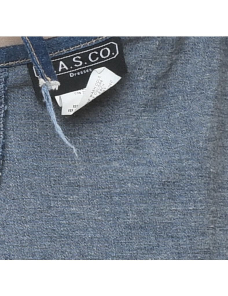 1990s Medium Wash Denim Halterneck Dress - S