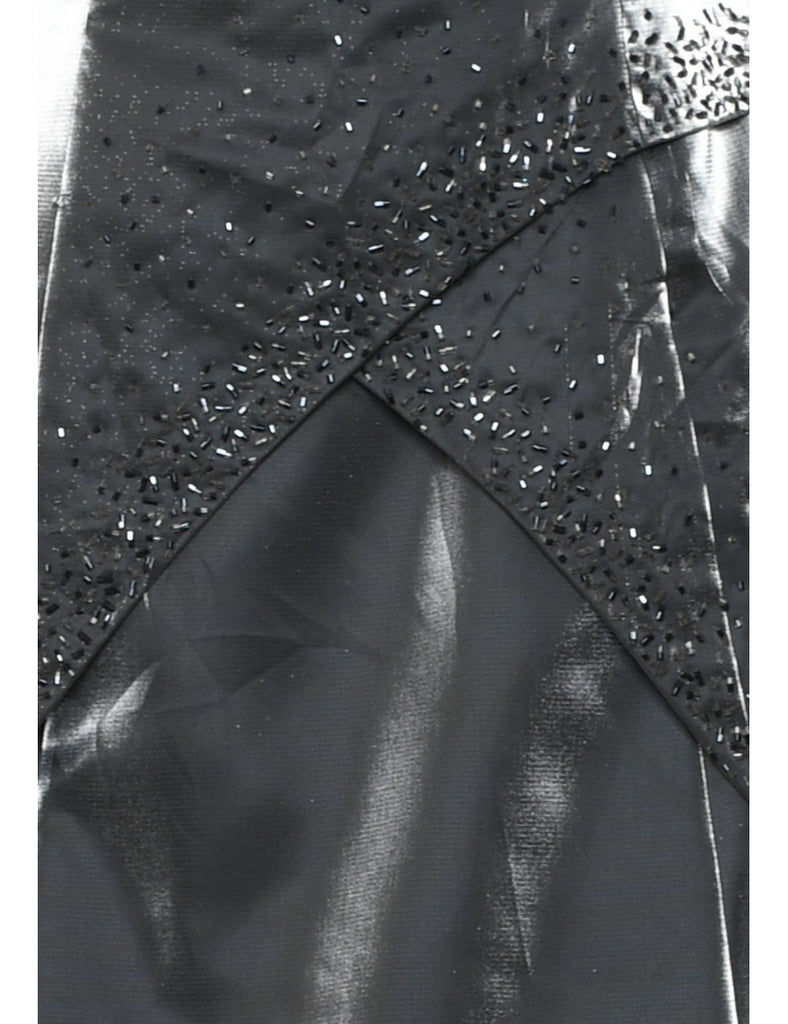 1990s Metallic Silver Morgan & Co Party Dress - S