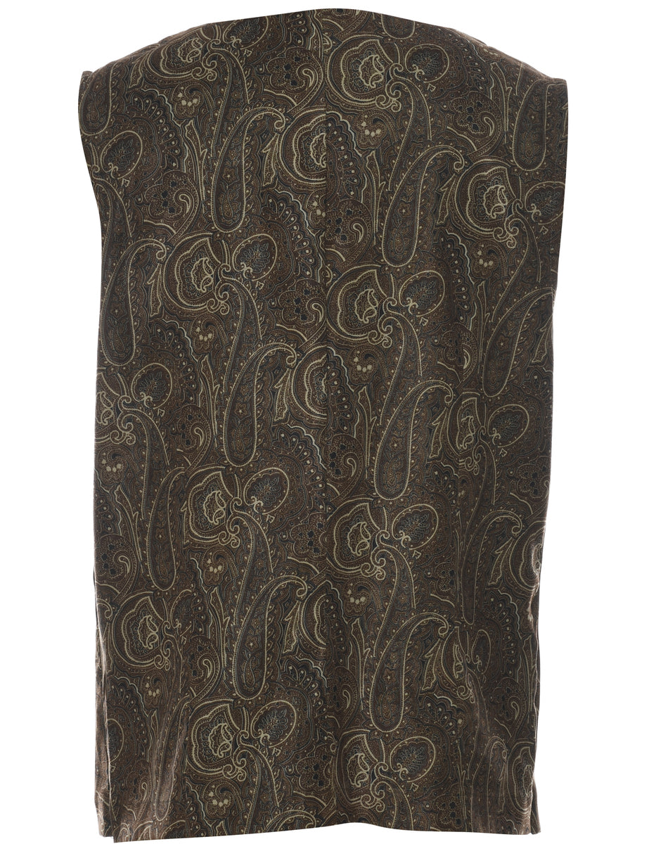 Women s 1990s Olive Green Paisley Waistcoat Green M Beyond Retro