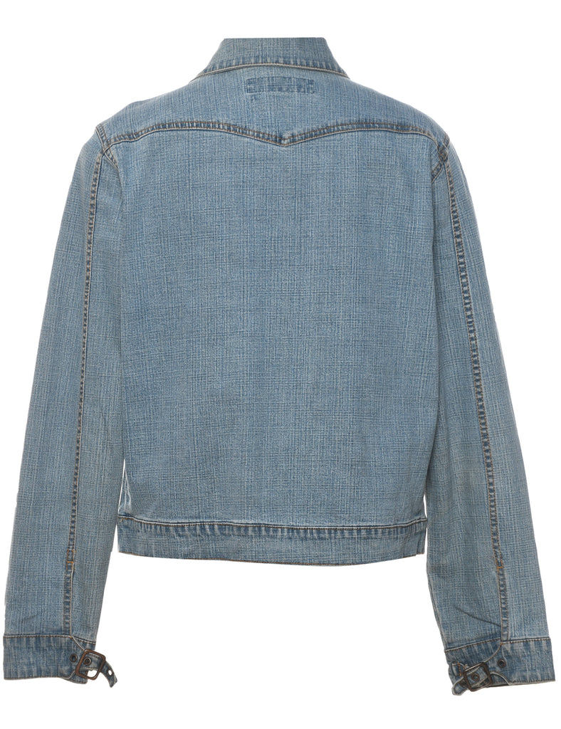 1990s Stone Wash Zip-Front Denim Vest - L
