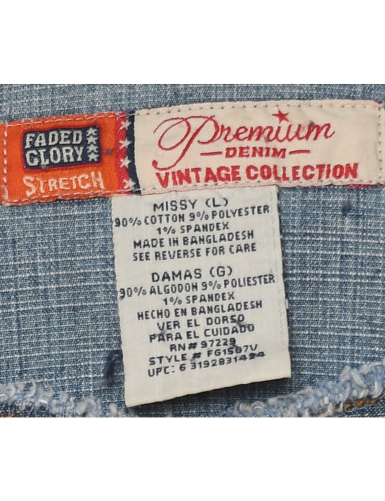 1990s Stone Wash Zip-Front Denim Vest - L