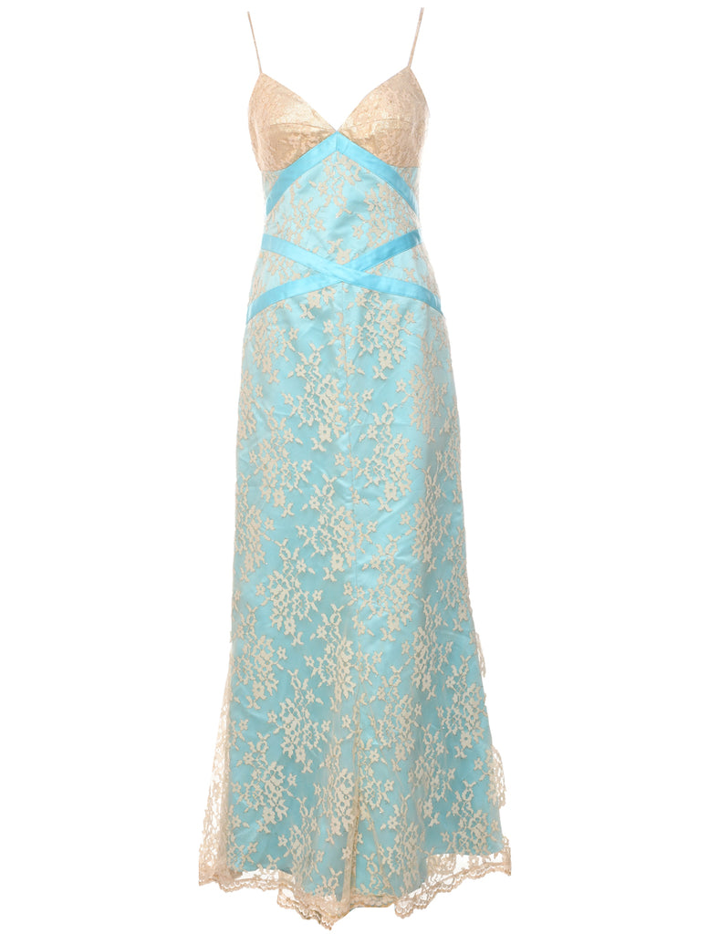 A Fishtail Hem Light Blue Party Dress - S