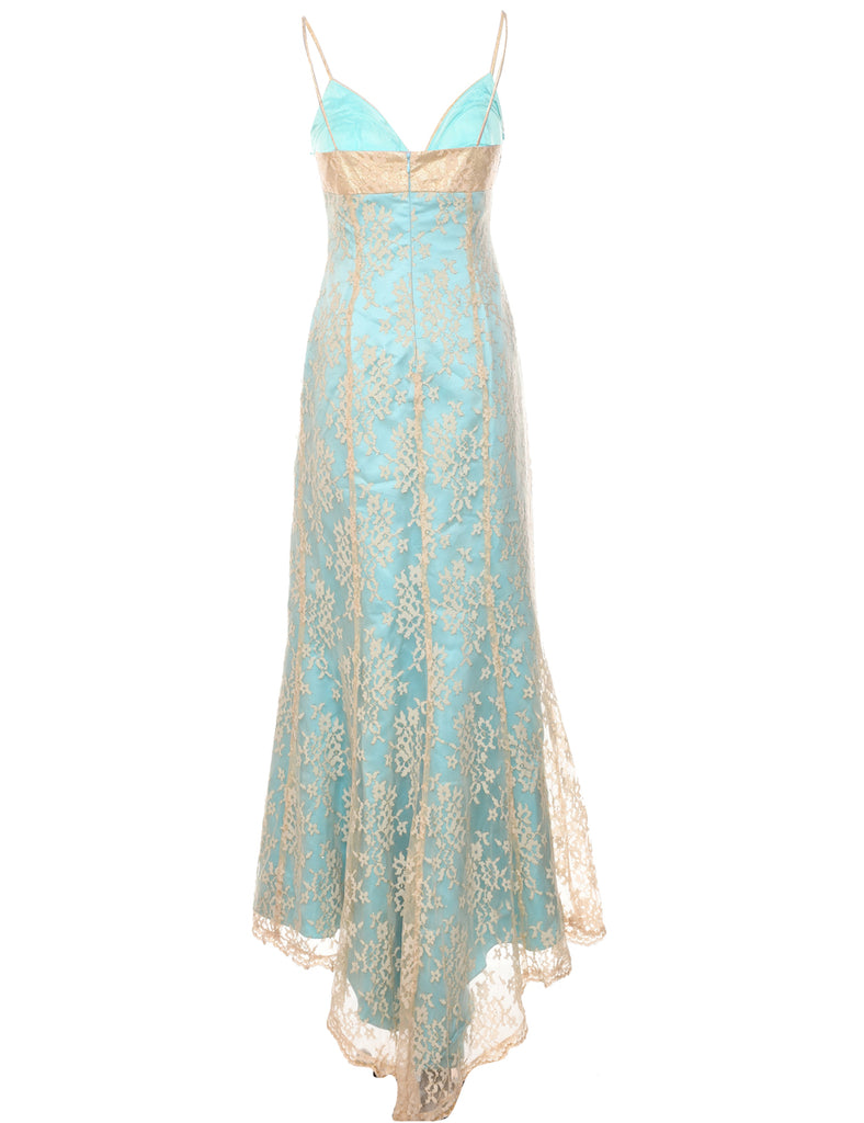 A Fishtail Hem Light Blue Party Dress - S