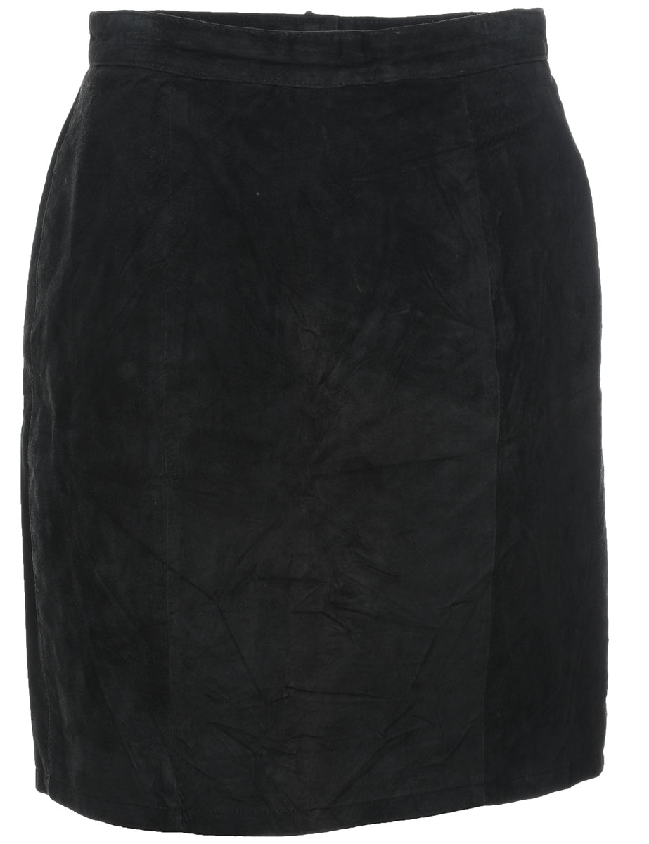 Women s A Line Suede Skirt Black S Beyond Retro