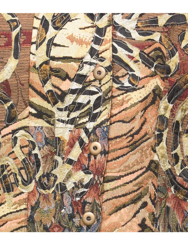 Abstract Floral Pattern Multi-Colour Tapestry Jacket - S