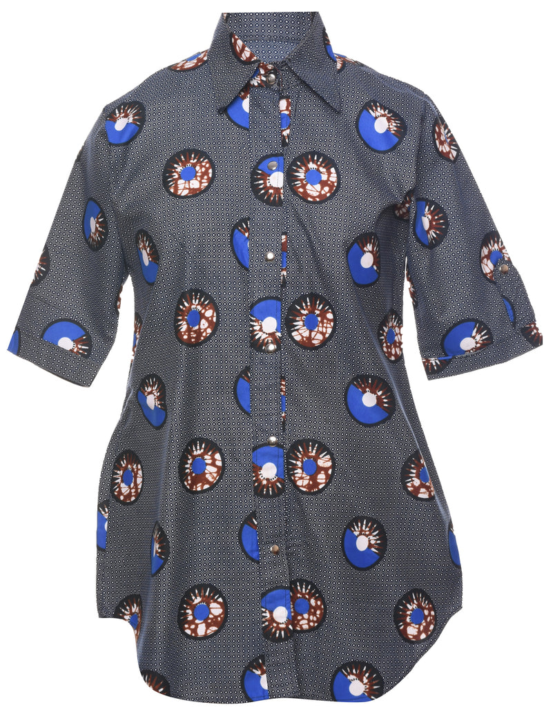 Abstract Pattern Shirt Dress - M