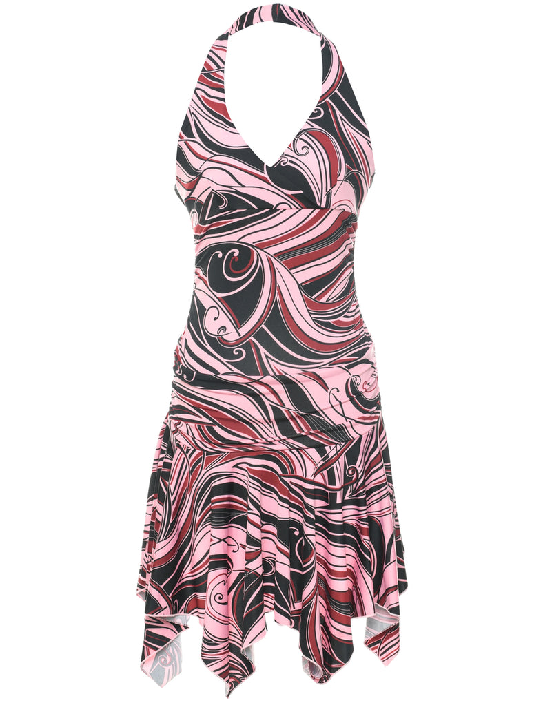 Abstract Pattern Y2K Halterneck Dress - XS