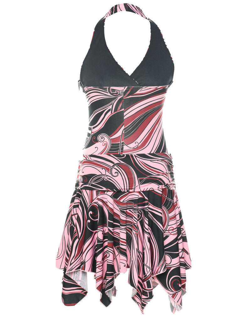 Abstract Pattern Y2K Halterneck Dress - XS