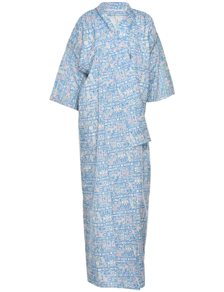 Abstract Print Full Length Kimono - XL