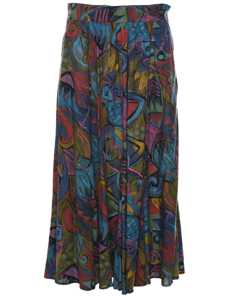 Abstract Print Maxi Skirt - L