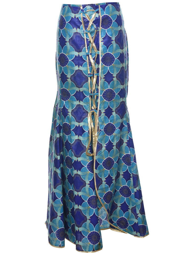 Abstract Print Maxi Skirt - L