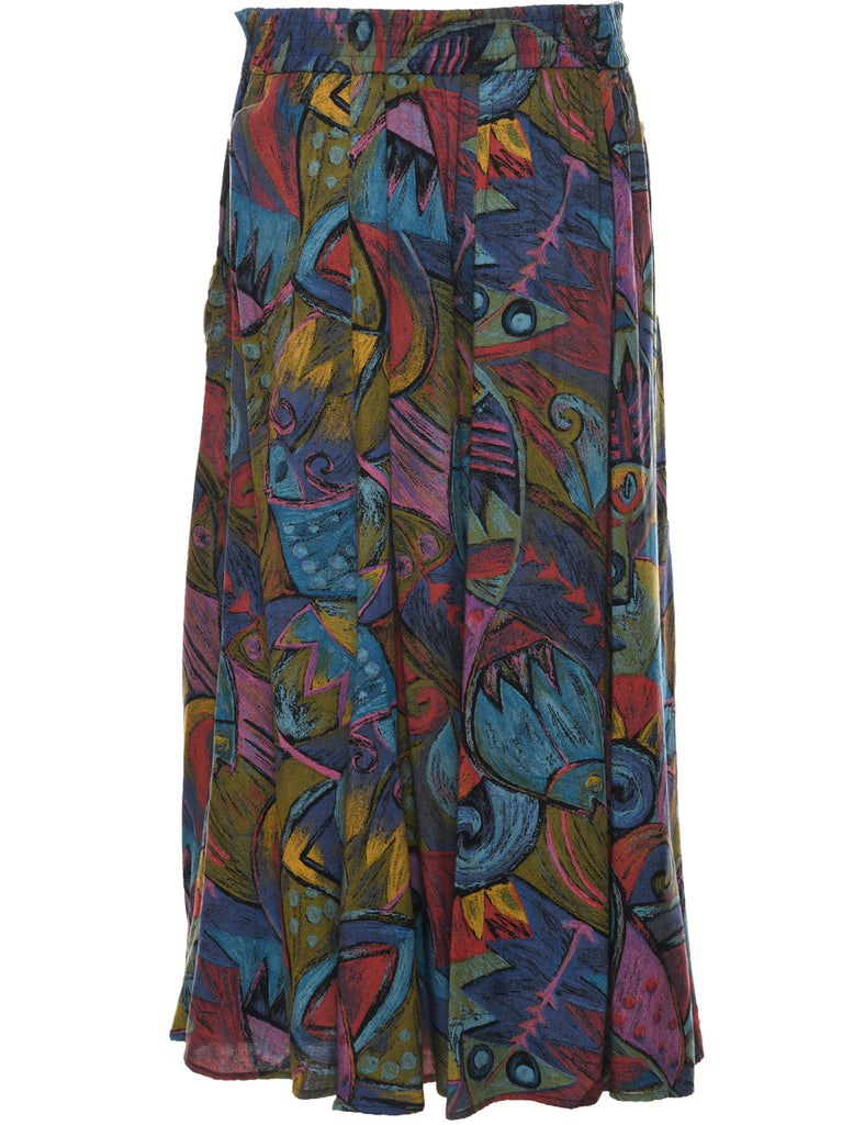 Abstract Print Maxi Skirt - L