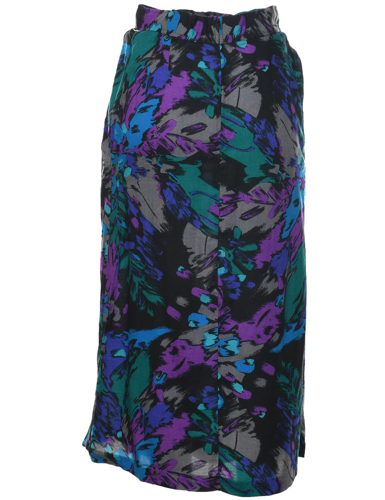 Abstract Print Maxi Skirt - M