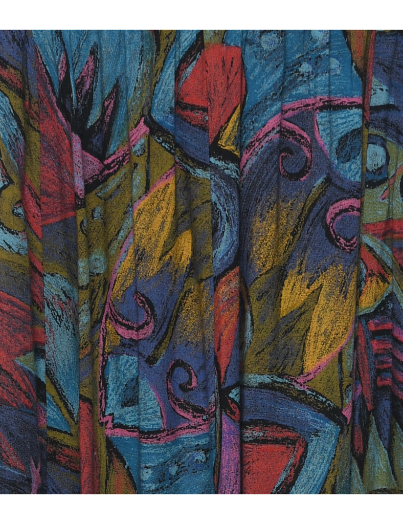 Abstract Print Maxi Skirt - L