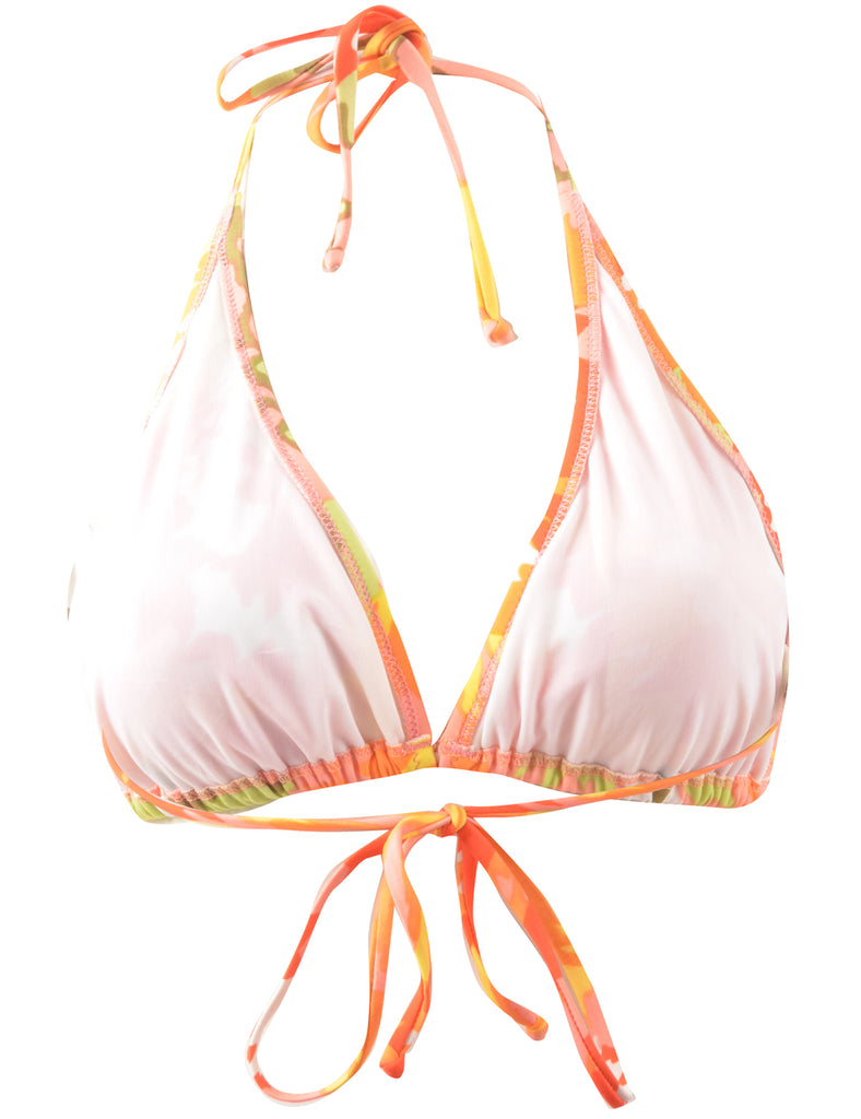 Abstract Print Orange & Yellow Bikini Top - S