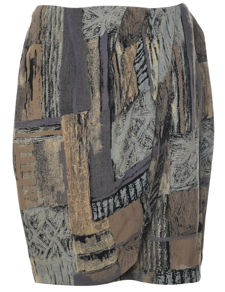 Abstract Print Pencil Skirt - M