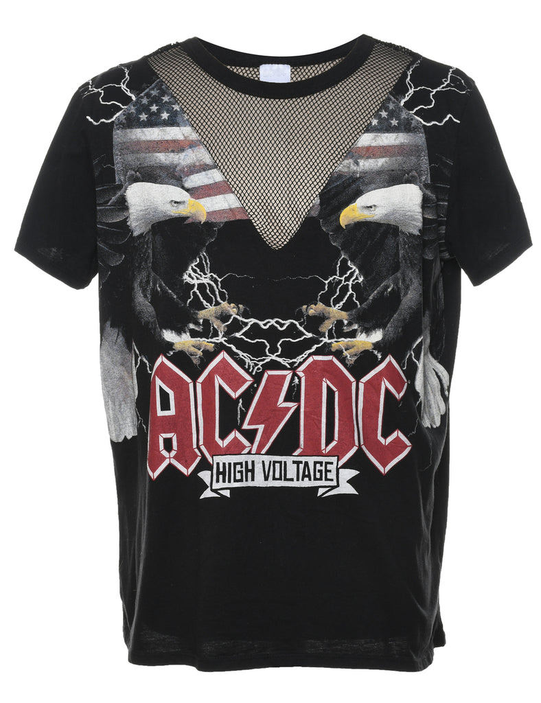 AC/DC Black Printed Band T-shirt - XL