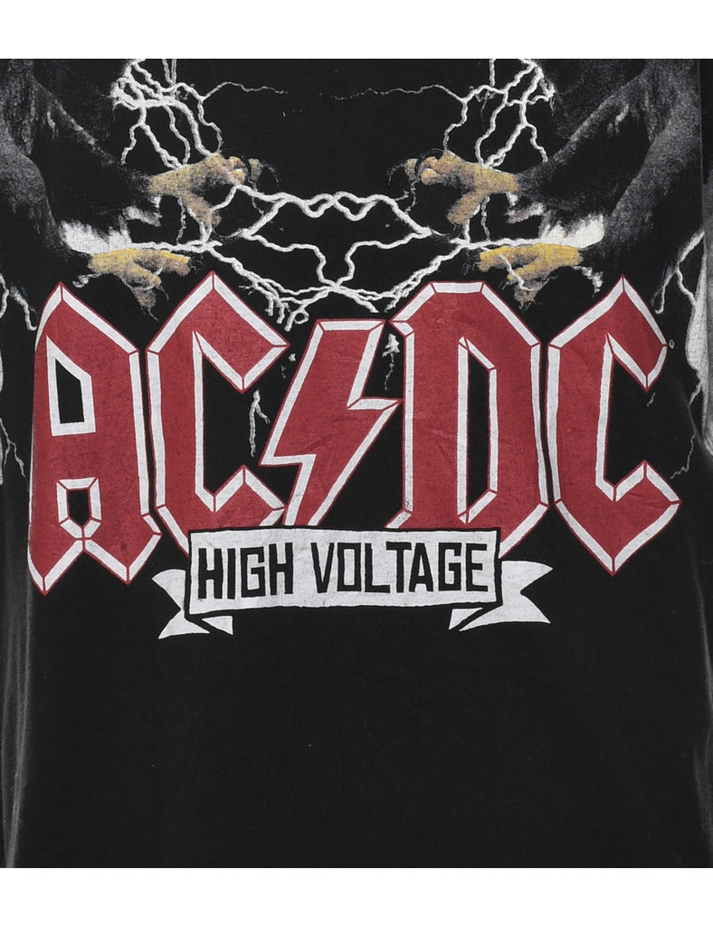 AC/DC Black Printed Band T-shirt - XL