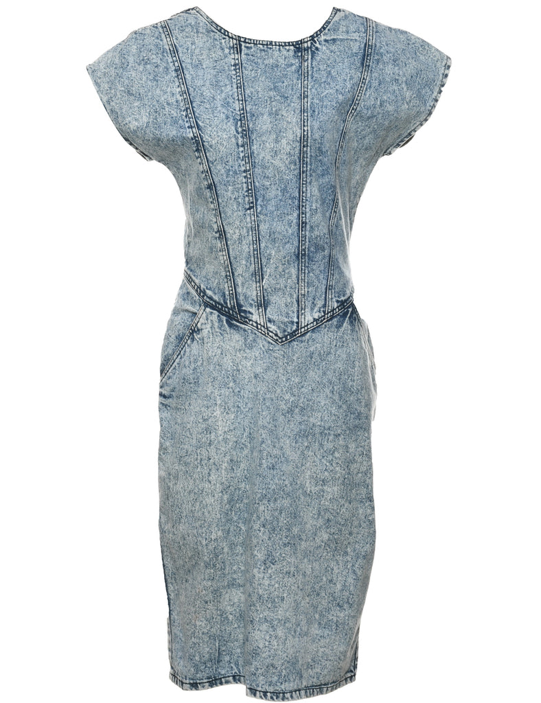Acid Wash Denim Dress - M