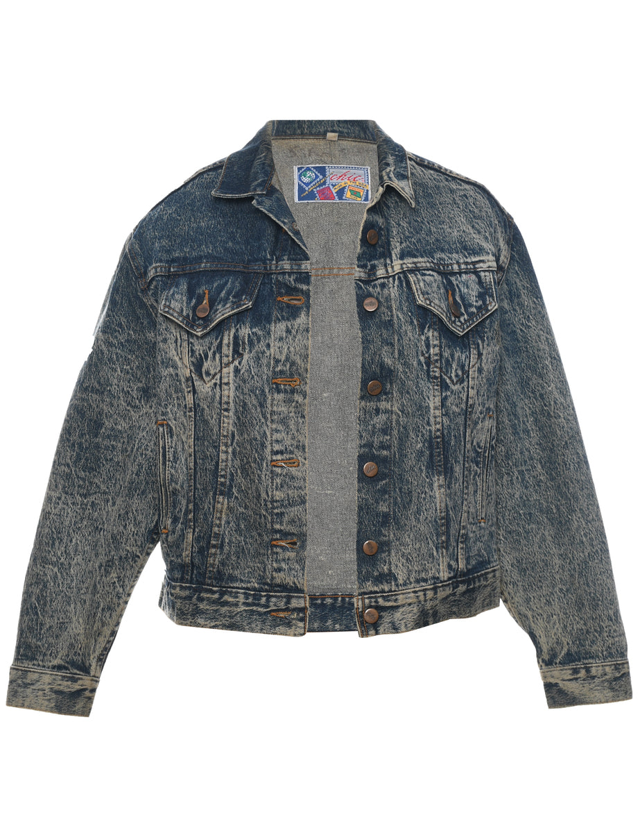 Womens acid wash denim jacket discount