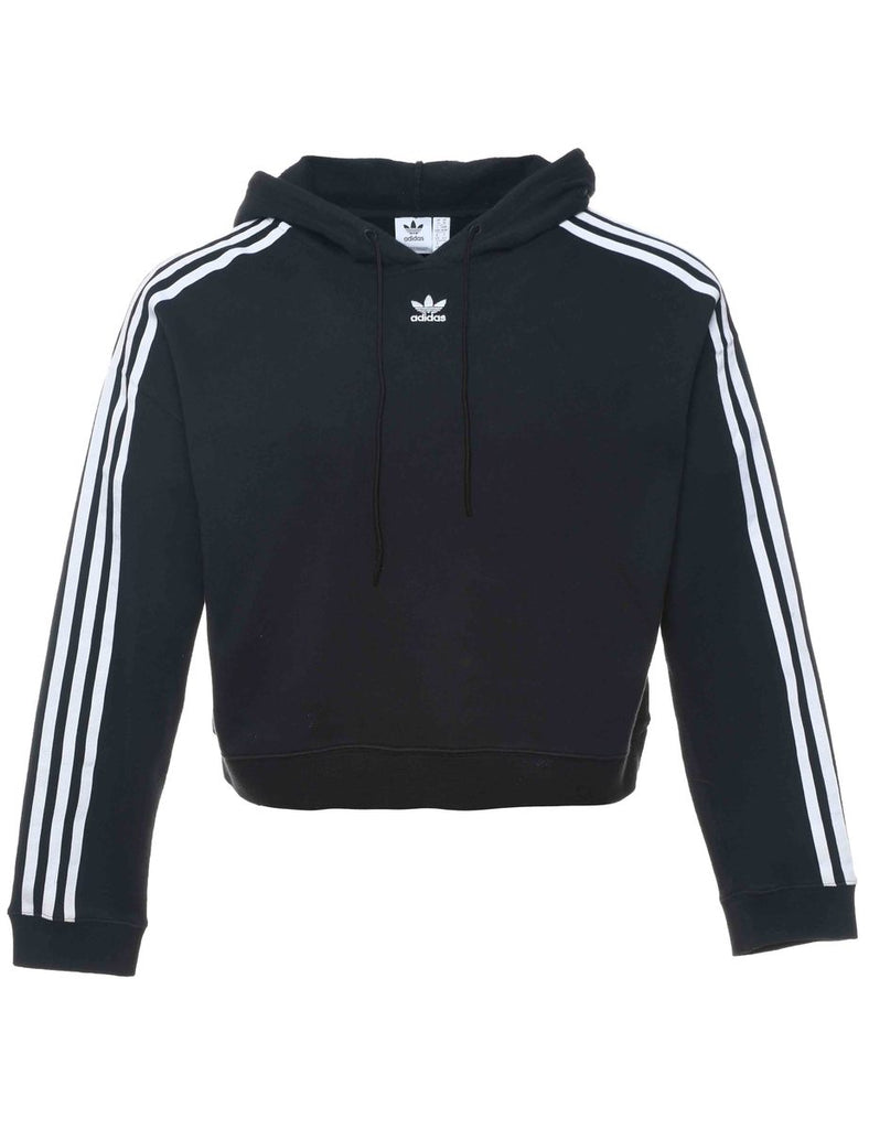 Adidas Cropped Black & White Hooded Sweatshirt - M