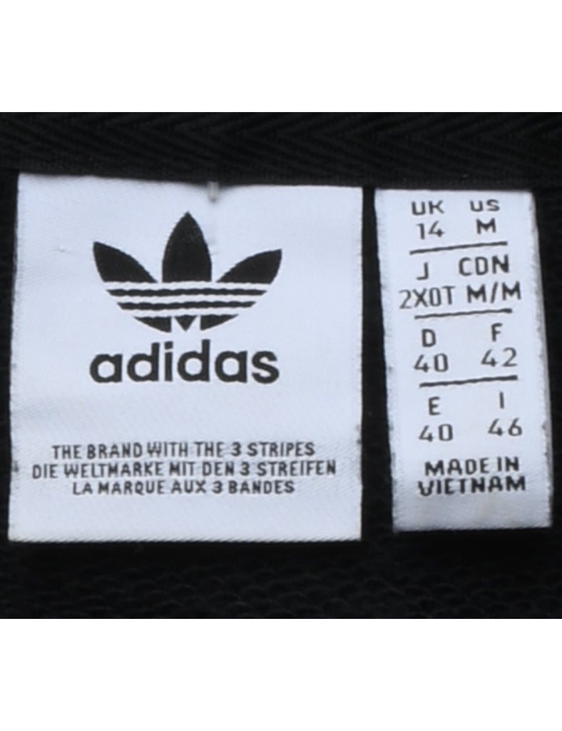 Adidas Cropped Black & White Hooded Sweatshirt - M