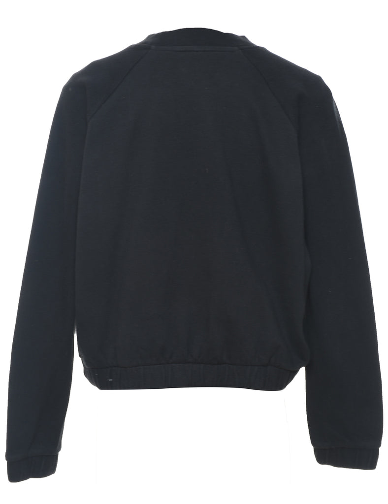 Adidas Cropped Plain Black Classic Sweatshirt - L